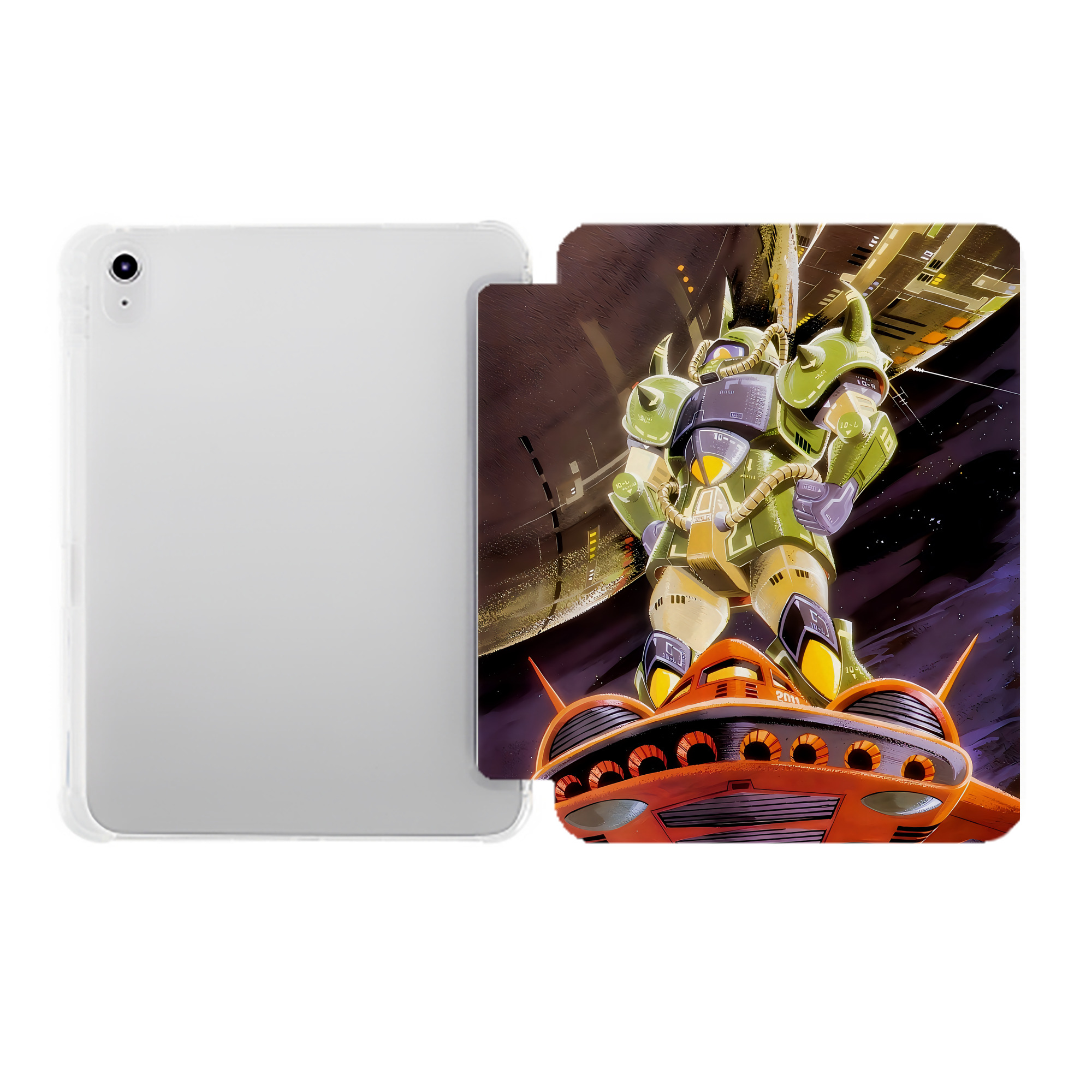 （画像用） 機動戦士ガンダム Mobile Suit Gundam IPad ケース ペン収納付き 三つ折りスタンド PUレザー×シリコン 対応機種9.5/10.5/10.9インチ